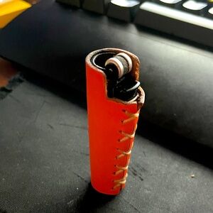 Orange Leather Key Holder